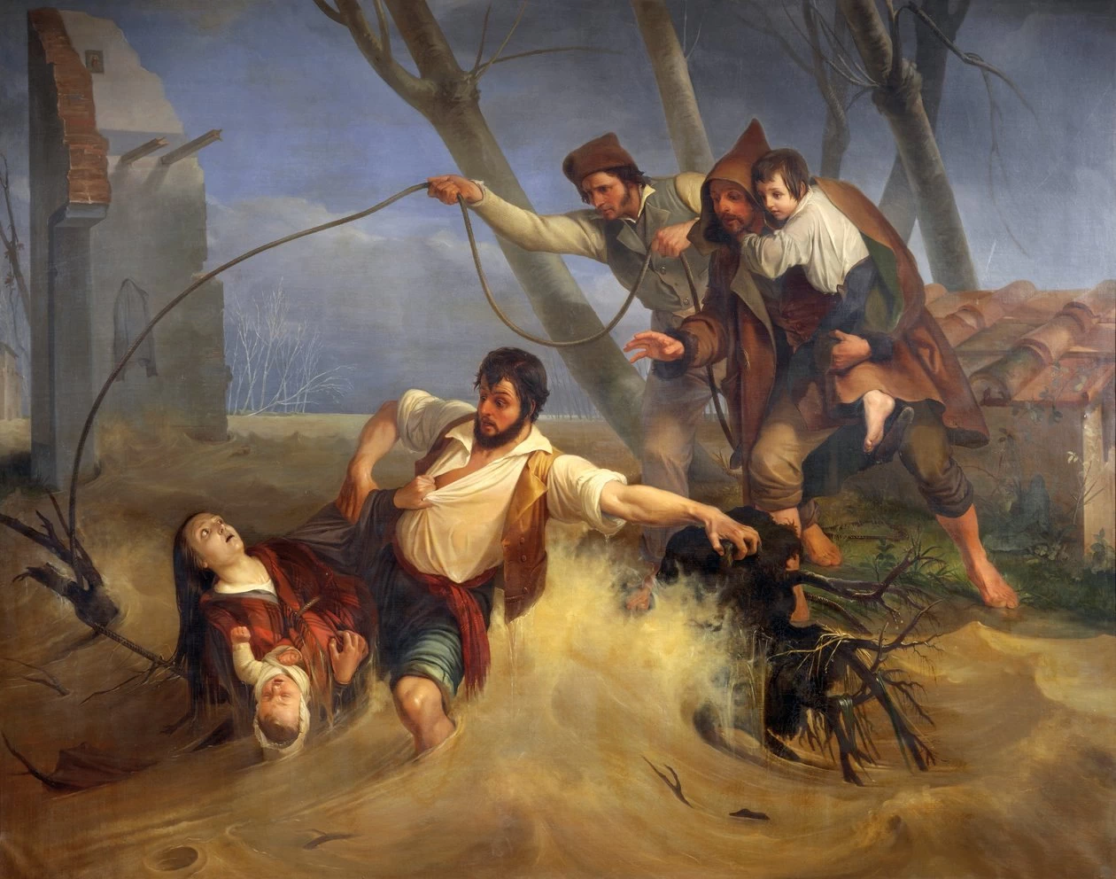 Una famiglia salvata dall'inondazione del Serchio - Galleria d'Arte Moderna, Firenze